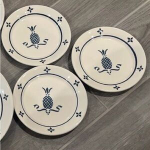 Vintage Pfaltzgraff Hospitality Pineapple Salad 7” Plates blue white 3x